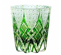JEKE Edo style Hand Carved Drinking Glass Crystal Whisky Glass 340ml Tumbler For Whiskey Cocktail-Vodka-Beer Drinkingware Glasses In Gift Carton (Green)