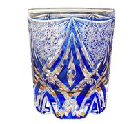 Jeke Edo style Hand Cut Crystal Whisky Glass 250ml Whiskey Glasses -Cocktail-Vodka-Beer Drinkingware Glasses In Gift Carton (BLUE)