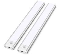 JEKEMORYE Under Cabinet Kitchen Lights Cupboard - LED Motion Sensor Indoor | Rechargeable Battery Operated - Wardrobe Strip Lighting Magnetic Stick Wireless USB Powered Shelf Stairs Counter Closet 2 Pcs