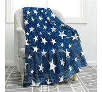 Jekeno American Flag Star Patriotic Blanket Gifts for Men Women Dad Husband Son Independence Day Birthday Christmas USA Flag Print Presents Decor Home Couch Bed Sofa Soft Cozy Plush Throw Blue 60"x80"
