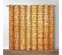 Jekeno Ancient Egypt Blackout Curtains - Vintage Egyptian Murals Hieroglyphs Theme Print Retro Decor Home Bedroom Living Room Darkening Grommet Window Drapes 2 Panel Set,52" x 84"