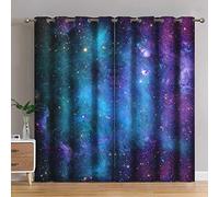 Jekeno Galaxy Blackout Curtains Outer Space Nebula Universe Starry Sky Stars Decor for Home Bedroom Living Room Grommet Window Drapes 2 Panel Set, 52"x84"
