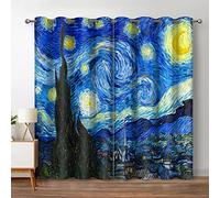 Jekeno Vincent Van Gogh Blackout Curtains Starry Night Art Decor for Home Bedroom Living Room Darkening Curtains Grommet Window Drapes 2 Panel Set, 52"x84"
