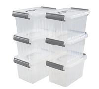Jekiyo 6 Pack Mini Plastic Storage Box with Lid, 3 L Clear Storage Container Box