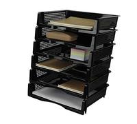 Jekiyo A4 Paper Stacking Storage Basket Tray 6 Tiers, Desktop Stackable Storage Trays, Black
