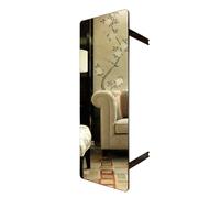 JEKKAH Built-in Folding Sliding And Rotating Fitting Mirror, Wardrobe Invisible Pull-out Mirror, Sliding Full-length Mirror(Black,130 * 40cm)