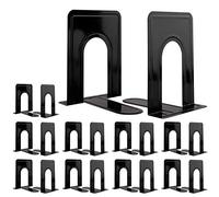 Jekkis Metal Bookends, 10 Pairs/20 PCS Heavy Duty Bookends, 6.69 x 5.7 x 4.9 inches Black Bookend Supports, Nonskid Bookends for Shelves, Office and Home