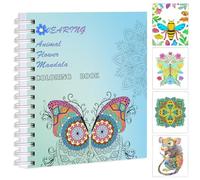 Jekohor 60 Pages Adult Coloring Book for Stress Relief - Easy to Complex Mandalas Animals Flowers and Funny Swear Words - Travel Size 8 * 7 Inches - Relaxation Gift for Women Men Teens and Seniors