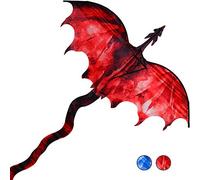 JEKOSEN Fiery Dragon 54" Huge Kite for Kids and Adults Easy to Fly Single Line String with 160" Tail for Beach Trip Park Family Outdoor Games and Activities
