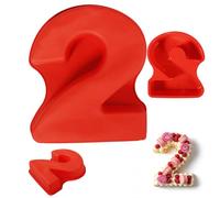 JEKUGOT 10 Inch Silicone Number Cake Mould, 3D Number 2 Cake Tin, DIY Baking Cakes Form for Birthday, Baking, Anniversary, Wedding