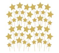 JEKUGOT 100 Pcs Gold Glitter Star Cupcake Toppers Set for Wedding, Engagement, Bridal Shower, Birthday Party Birthday Party Cake Decorations Supplies