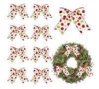 JEKUGOT 12 Pcs Christmas Bows, Christmas Ribbon Polka Dots Bows, 15cm Xmas Tree Bow for Xmas Craft DIY Supplies, Gift Wrapping, Party Decorations