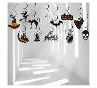 JEKUGOT 12 Pcs Halloween Hanging Swirl Decorations, Happy Halloween Hanging Swirl, Witch Pumpkin Ghost Cutout Halloween Decors for Children School Classroom Office Halloween Supplies