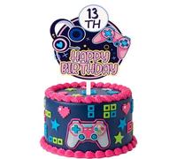 JEKUGOT 13th Birthday Cake Topper for Girls, 13th Birthday Decorations Video Game Cake Toppers, 13 Years Birthdays Gifts for Girls, Official Teenager, Party Supplies