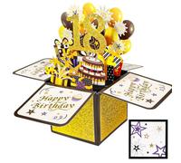 JEKUGOT 18th Birthday Cards for Men, Pop Up Greeting Card with Envelope, Black Gold 18th Birthday Gifts for Boys, Bosom Friend, Anniversary Party Decorations