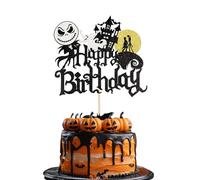 JEKUGOT 1Pcs Halloween Happy Birthday Cake Topper, Halloween Cake Pick for Halloween Theme Baby Shower Kids Birthday Party Cake Decorations Supplies 01