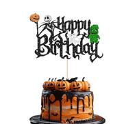 JEKUGOT 1Pcs Halloween Happy Birthday Cake Topper, Halloween Cake Pick for Halloween Theme Baby Shower Kids Birthday Party Cake Decorations Supplies 02
