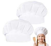 JEKUGOT 2 Pcs Kids Chefs Hat, Adjustable Kids Chefs Hat, White Chef Hats Outfit for Baby and Girls, Baking, Cooking, Role Play