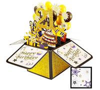 JEKUGOT 21st Birthday Cards for Men, Pop Up Greeting Card with Envelope, Black Gold 21st Birthday Gifts for Men, Bosom Friend, Anniversary Party Decorations