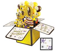 JEKUGOT 50th Birthday Cards for Men, Pop Up Greeting Card with Envelope, Black Gold 50th Birthday Gifts for Men, Dad, Grandma Grandpa, Husband, Anniversary Decorations