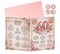 JEKUGOT 60th Birthday Card for Women, 1966 Birthdays Gifts Card with Envelope, 60th Birthday Gifts for Women, Anniversary, Funny birthday Gift, Personalised Party Decoration