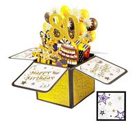 JEKUGOT 80th Birthday Cards for Men, Pop Up Greeting Card with Envelope, Black Gold 80th Birthday Gifts for Men, Dad, Grandma Grandpa, Husband, Anniversary Decorations