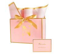 JEKUGOT Birthday Gift Bag for Women, Pink Medium Gift Bags for Presents, Personalized Gifts Bags for Baby Shower, Weddings and Girls Birthday Party with Handles and 2 Wrapping Paper 1 Card,Pink N