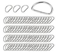 JEKUGOT D Rings for Bags, 80 Pcs Metal D Rings Buckles, 25 mm Silver Semi-Circular Ring for Backpack, DIY Accessories, Dog Collars, Strap, Keychains