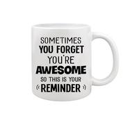 JEKUGOT Funny Mugs for Women, 11oz Ceramic Coffee Mug, Sometimes You Forget You are Awesome Gift for Work Colleagues, Wife, Girlfriend, Novelty Birthday, Friend Gifts (White)
