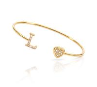 JEKUGOT Initial Bracelet for Women 18K Gold Plated Adjustable Bangle A | Heart Charm A-Z Letter, Personalised Gifts For Women, Birthday Gifts For Mum Daughter, Hypoallergenic Nickel-Free