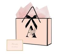 JEKUGOT Medium Gift Bags,Birthday Gift Bags for Women,Baby Girl Gift Bag,Pink Gifts Bag for Baby Shower, Valentine's Day, Weddings and Birthday Party with Handles and 2 Wrapping Paper 1 Card,Pink A