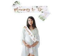 JEKUGOT Mummy to Be Sash Baby Shower for Neutral Boy Girl Sage Green Foliage Twinkle Gold Mum to Be Sash for Baby Shower Party Decorations Neutral Favours Decoration Sashes Gifts for Mummy to Be