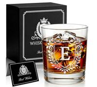 JEKUGOT Personalised Whiskey Glass Set, Personalised Gifts for Men, 10oz Whisky Glass Gift, Birthday Gifts for Men, Dad, Friend, Boyfriend, Father's Day, Scotch Bourbon Drinkers (E)