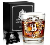 JEKUGOT Personalised Whiskey Glass Set, Personalised Gifts for Men, 10oz Whisky Glass Gift, Birthday Gifts for Men, Dad, Friend, Boyfriend, Father's Day, Scotch Bourbon Drinkers (B)