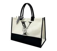 JEKUGOT Personalized Canvas Tote Bag, Large Birthday Gift Bags, Initials Shopping Bag Beach Bag，Ideal Birthday Gifts for Women, Great personalized bag for Women, Moms, Teachers, Best Friends, Bride(Y)
