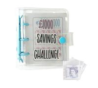 JEKUGOT Savings Challenge Binder, Mini Money Saving Wallet, Easy and Fun Way to Save £1000, Budget Book, 25 Envelope Cash Book (Blue)