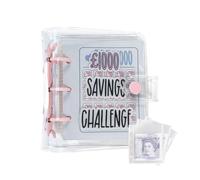 JEKUGOT Savings Challenge Binder, Mini Money Saving Wallet, Easy and Fun Way to Save £1000, Budget Book, 25 Envelope Cash Book (Pink)