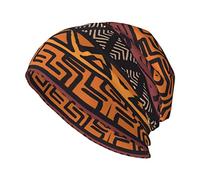 JEKYDOSD African Mud Cloth Tribal Print Adult Men's Knit Hat Stretch Headwear Beanie Hat Black, Black, One size