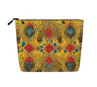 JEKYDOSD African Weaving Print Fake Hemp Makeup Bag Waterproof Imitation Hemp Bag For Daily Life, Travel, And More