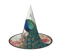 JEKYDOSD Beautiful Peacock And Floral Print Halloween Hat Spooky Party Accessory, Carnivals Masquerade Balls