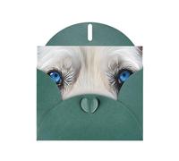 JEKYDOSD Blue Eyes Wolf Print Greeting Card Pearl Paper Design With Elegant Shimmer For Christmas, Birthday