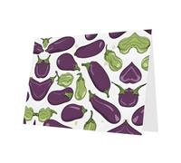 JEKYDOSD Cartoon Eggplant Print Greeting Card Pearl Paper Design With Elegant Shimmer For Christmas, Birthday
