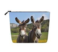 JEKYDOSD Cute Donkeys Print Fake Hemp Makeup Bag Waterproof Imitation Hemp Bag For Daily Life, Travel, And More