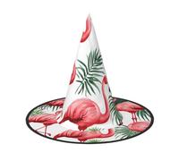 JEKYDOSD Flamingo Bird Green Leaf Print Halloween Hat Spooky Party Accessory, Carnivals Masquerade Balls