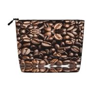 JEKYDOSD Funny Roasted Coffee Beans Print Fake Hemp Makeup Bag Waterproof Imitation Hemp Bag For Daily Life, Travel, And More