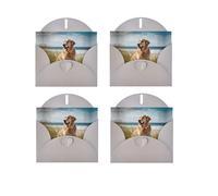 JEKYDOSD Golden Retriever On The Beach Print Greeting Card Pearl Paper Design With Elegant Shimmer For Christmas, Birthday
