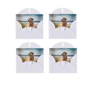 JEKYDOSD Golden Retriever On The Beach Print Greeting Card Pearl Paper Design With Elegant Shimmer For Christmas, Birthday