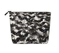 JEKYDOSD Halloween Bats Grey Print Fake Hemp Makeup Bag Waterproof Imitation Hemp Bag For Daily Life, Travel, And More
