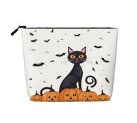 JEKYDOSD Happy-Halloween-Day-Trick-Or-Treat Print Fake Hemp Makeup Bag Waterproof Imitation Hemp Bag For Daily Life, Travel, And More