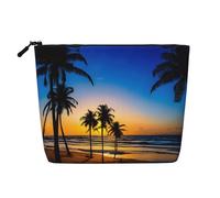 JEKYDOSD Hawaii Beach Sunset Print Fake Hemp Makeup Bag Waterproof Imitation Hemp Bag For Daily Life, Travel, And More